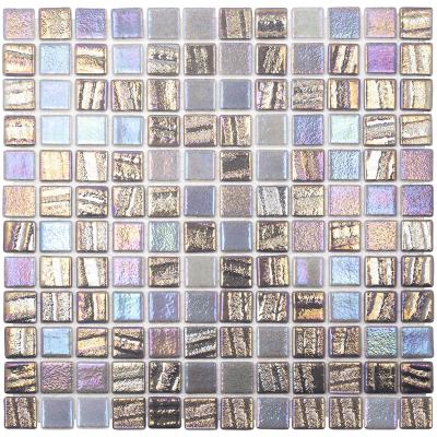 Мозаика Vidrepur С0002981 Fusion Grey (на сетке) 31.7x31.7 серая глянцевая перламутр / авантюрин, чип 25x25 квадратный