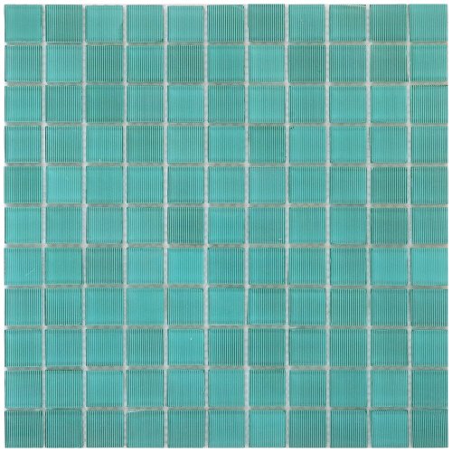 Мозаика Rose Mosaic JS2012 Stripes 32.7x32.7 бирюзовая глянцевая полосы, чип 25x25 квадратный