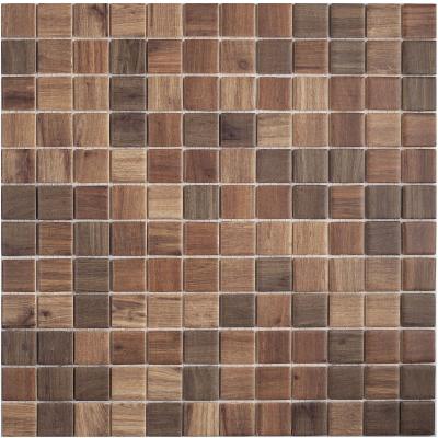 Мозаика Vidrepur С0002522 Wood Dark Blend (на сетке) 31.7x31.7 микс коричневая матовая под дерево, чип 25x25 квадратный