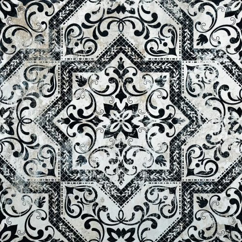 Керамогранит Absolut Keramika ABC0000036 Mindanao Decor (3 дизайна) 60x60 белый сатинированный под камень / орнамент