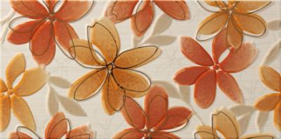 Керамогранит Ribesalbes Ceramica Lena Decor Naranja 20x40 оранжевый глазурованный глянцевый флористика