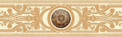 Бордюр Eurotile Ceramica 362 Artemis 9.5x30 бежевый / коричневый глянцевый с орнаментом