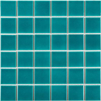 Мозаика Star Mosaic LWWB80081 / С0004125 Crackle Green Glossy 30.6x30.6 бирюзовая глянцевая под кракелюр, чип 48x48 мм квадратный