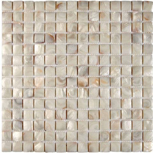 Мозаика Pixel mosaic PIX703 из натурального перламутра 30.5x30.5 кремовая глянцевая под камень / перламутр, чип 20x20 мм квадратный