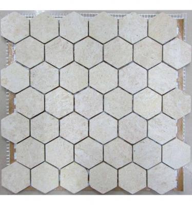 Мозаика FK Marble 30128 Hexagon Travertine 48 30x30 белая матовая