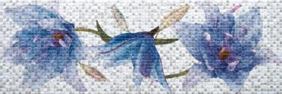 Декоративная плитка NEWKER 117403 Dec. Lilium Cool 25x75 голубая глазурованная глянцевая под мозаику / флористика