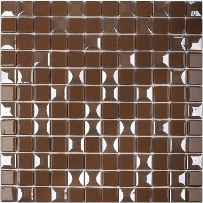 Мозаика Vidrepur С0002056 Edna №835 Mix (на сетке) 31.7x31.7 коричневая глянцевая 3D узор, чип 25x25 квадратный