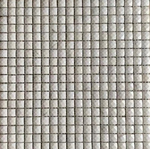 Мозаика Marble Mosaic Square 15x15 Diamond Ersa Botticino 30.5x30.5 бежевая полированная под камень, чип 15x15 квадратный