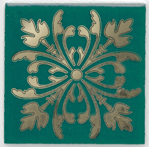 Напольная вставка Kerama Marazzi HGD\E252\5246 Клемансо 4.9x4.9 зеленая глянцевая с орнаментом
