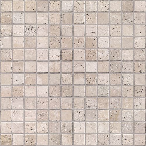 Мозаика Marble Mosaic Square 23x23 Travertine Beige Pol 30.5x30.5 бежевая полированная под камень, чип 23x23 квадратный