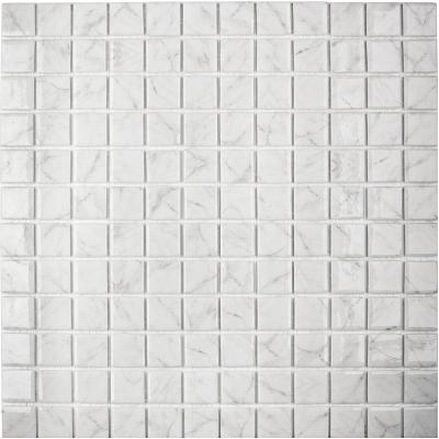 Мозаика Vidrepur С0002258 Marble № 5300 (на сетке) 31.7x31.7 белая глазурованная глянцевая под камень, чип 25x25 квадратный