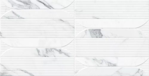 Керамогранит Gayafores Aura Deco Calacatta 32x62.5 белый глазурованный матовый с орнаментом