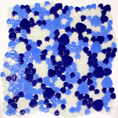 Мозаика Gidrostroy Glass Mosaic BS-007 30x30 фигурная стеклянная голубая синяя белая глянцевая, чип капля