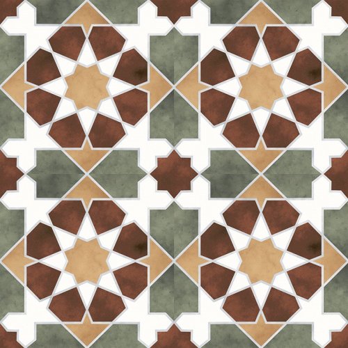 Настенная плитка Kerlife 40237 Rabat Green 45x45 коричневая / зеленая матовая с узором