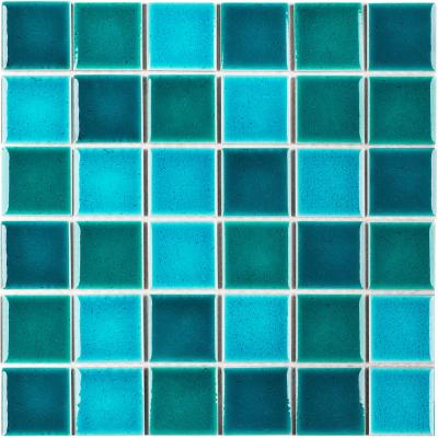 Мозаика Star Mosaic LWWB83333 / С0004133 Crackle Green Mixed Glossy 30.6x30.6 бирюзовая глянцевая под кракелюр, чип 48x48 мм квадратный