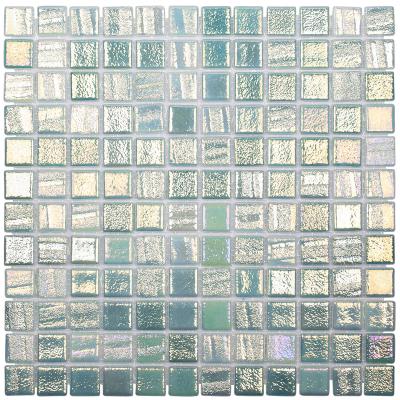 Мозаика Vidrepur С0002983 Fusion Light Green (на сетке) 31.7x31.7 зеленая глянцевая перламутр / авантюрин, чип 25x25 квадратный