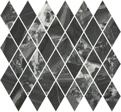 Мозаика Kerama Marazzi T054\48007 Риальто 35x37.5 черная глянцевая под мрамор, чип ромб