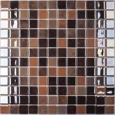 Мозаика Vidrepur 1043440 Lux 406 шоколадная микс (на сетке) 31.7х31.7 глазурованная глянцевая оттенки коричневого и черного