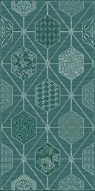 Декоративная плитка Azori 587162001 Декор Devore Indigo Geometria 31.5x63 зеленая глазурованная матовая геометрия