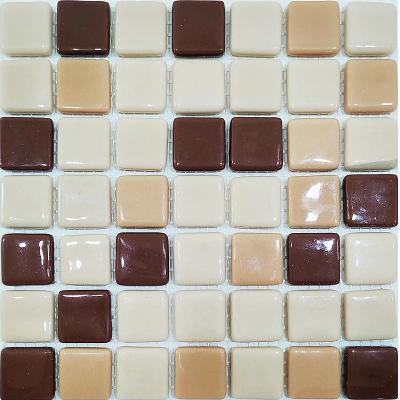 Мозаика Роскошная мозаика МС 5251 30x30 смальта микс коричневая/бежевая/молочная глянцевая, чип 21x21 квадратный