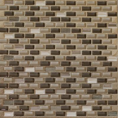 Мозаика Orro mosaic METEORIT 31.5x29.5 микс бежевая/коричневая глянцевая, чип 10x25 прямоугольный