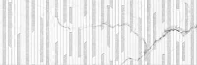 Настенная плитка Keraben 796 Idyllic Concept Statuario White Vecchio 40x120 белая матовая / рельефная под мрамор / полосы