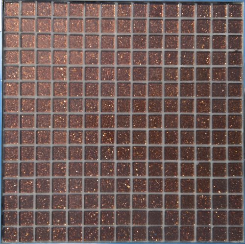 Мозаика Rose Mosaic F152 Shiny 32.7x32.7 коричневая глянцевая с искрящимся эффектом, чип 20x20 квадратный