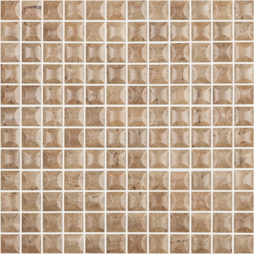 Мозаика Vidrepur С0002498 Stones № 4100/B (на сетке) 31.7x31.7 коричневая матовая / рельефная под камень, чип 25x25 квадратный