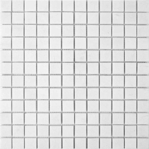 Мозаика Pixel mosaic PIX295 из мрамора Thassos 30.5x30.5 белая полированная под камень, чип 23x23 мм квадратный