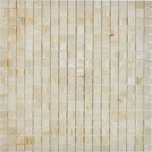 Мозаика Pixel mosaic PIX200 из оникса White onyx 30.5x30.5 белая полированная под оникс, чип 15x15 мм квадратный