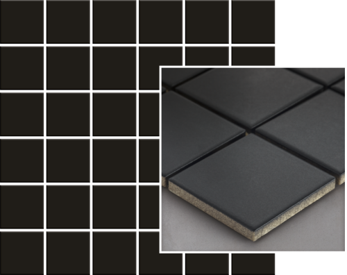 Мозаика Paradyz Albir Nero Mozaika Prasowana K. 29.8x29.8 G1 черная глазурованная матовая / противоскользящая, чип 48x48 квадратный