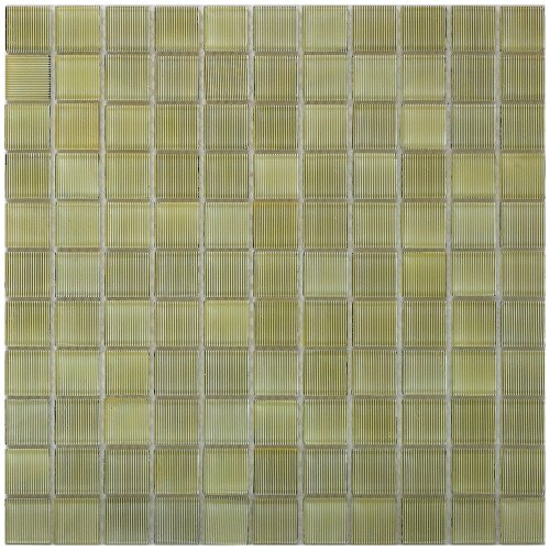Мозаика Rose Mosaic JS2001 Stripes 32.7x32.7 зеленая глянцевая полосы, чип 25x25 квадратный