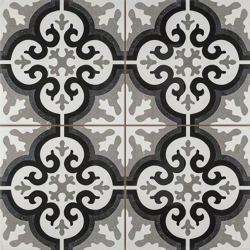 Керамогранит Etili Seramik Manisa Black Pre-cut 45x45 серый / черный глазурованный матовый с орнаментом
