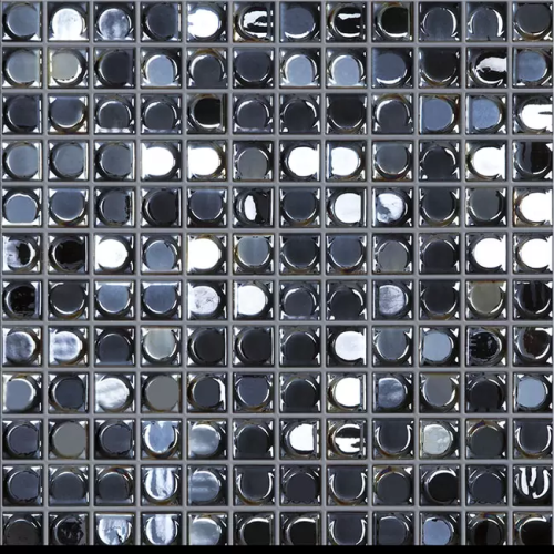 Мозаика Vidrepur С0002296 Aura Black (на сетке) 31.7x31.7 черная глянцевая / рельефная перламутр, чип 25x25 квадратный