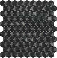 Мозаика Vidrepur Nordic № 903 D (на сетке) 30.7x31.7 черная глянцевая / рельефная моноколор, чип гексагон