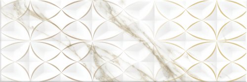 Декоративная плитка EM-TILE УТ-00009344 Valente Stel Deco Gold 20x60 белая глянцевая / матовая под мрамор / орнамент