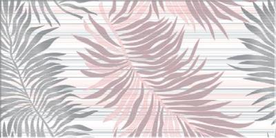 Декоративная плитка Azori 581338203 Асти Бьянка "Папоротник" 20.1x40.5 серая / розовая глазурованная матовая растительность