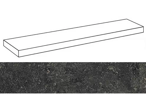 Ступень угловая Italon 620070001238 R.S.Black Scalino Angolare Sx / Р.С.Блэк левая 33x120 черная сатинированная под камень
