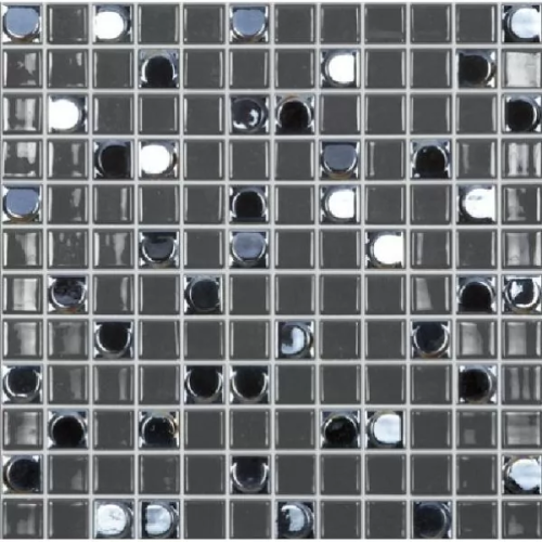Мозаика Vidrepur С0002051 Aura Mix №828 (на сетке) 31.7x31.7 черная глянцевая / рельефная моноколор, чип 25x25 квадратный