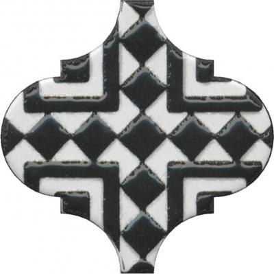 Декор Kerama Marazzi OS\A25\65000 Арабески глянцевый 6.5x6.5 черный / черно-белый глянцевый с орнаментом