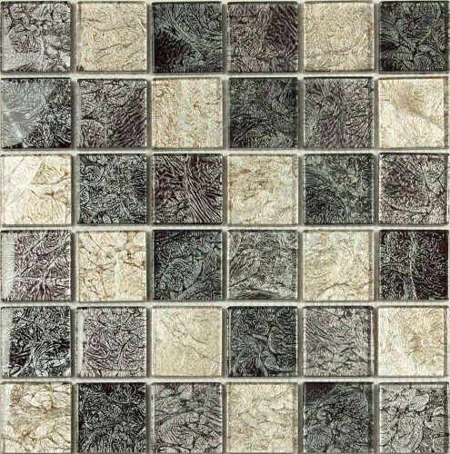 Мозаика NSmosaic S-806 EXCLUSIVE 30.5x30.5 серая / бежевая глянцевая под камень, чип 48x48 квадратный