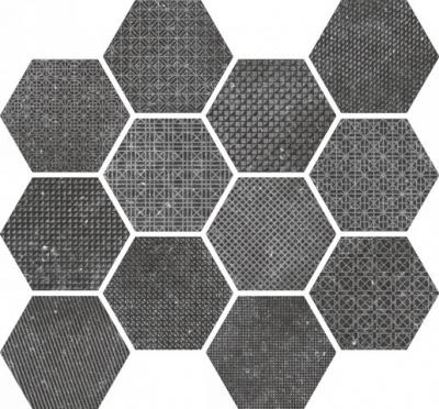 Керамогранит Equipe 23579 Coralstone 29.2x25.4 черный глазурованный матовый с орнаментом