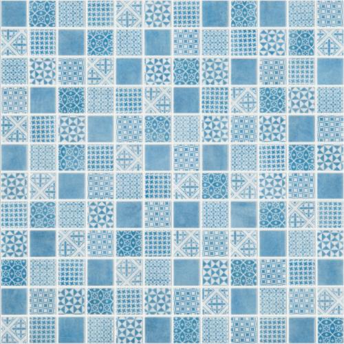 Мозаика Vidrepur С0002697 Born Blue (на сетке) 31.7x31.7 голубая матовая с орнаментом, чип 25x25 квадратный