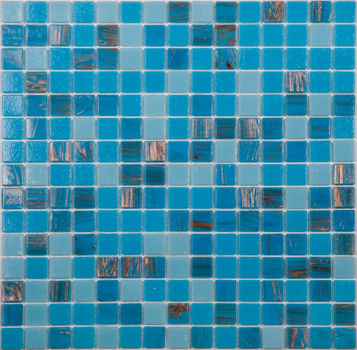 Мозаика NSmosaic MIX 18 GOLDEN 32.7x32.7 голубая глянцевая авантюрин, чип 20x20 квадратный