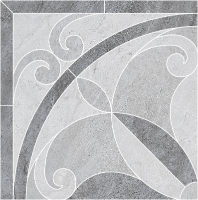 Декор Kerama Marazzi ID98 Монтаньоне 40.2x40.2 серый полированный с орнаментом