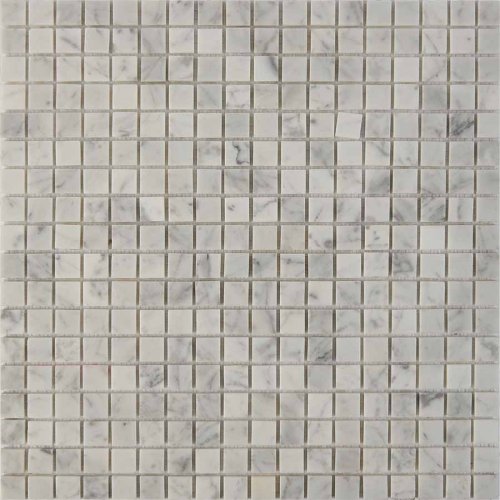 Мозаика Pixel mosaic PIX241 из мрамора Bianco carrara 30.5x30.5 серая полированная под мрамор, чип 15x15 мм квадратный