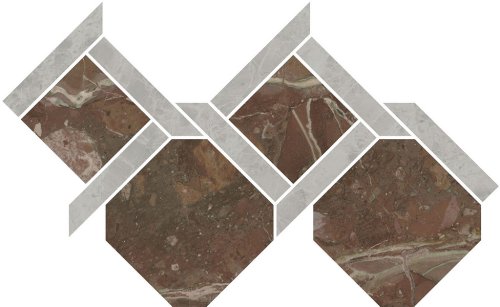 Мозаика Kerama Marazzi ID165 Риальто 1 29.5x48 серая / бордовая лаппатированная под мрамор, чипы разноформатные