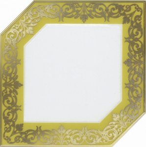 Декор Kerama Marazzi HGD\A250\18000 Клемансо 15x15 оливковый / белый глянцевый с орнаментом