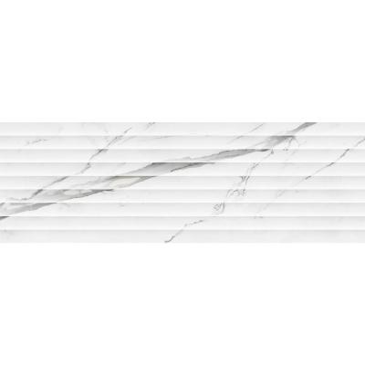 Настенная плитка Pamesa С0004841 Cellini Brillo Relief 33.3x100 белая глянцевая рельефная под мрамор / полосы