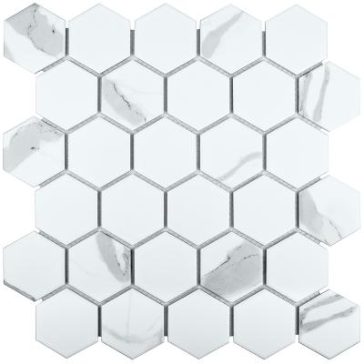 Мозаика Star Mosaic PMMT83017 / С0003709 Hexagon Small Carrara Matt 27.1x28.2 белая матовая под мрамор, чип 51x59 мм гексагон